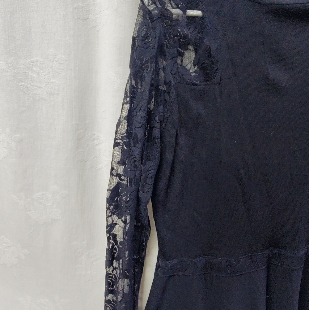 INC International Concepts Womens Black Lace Whimsygoth Witchy Romantic Top Lg - Picture 5 of 8